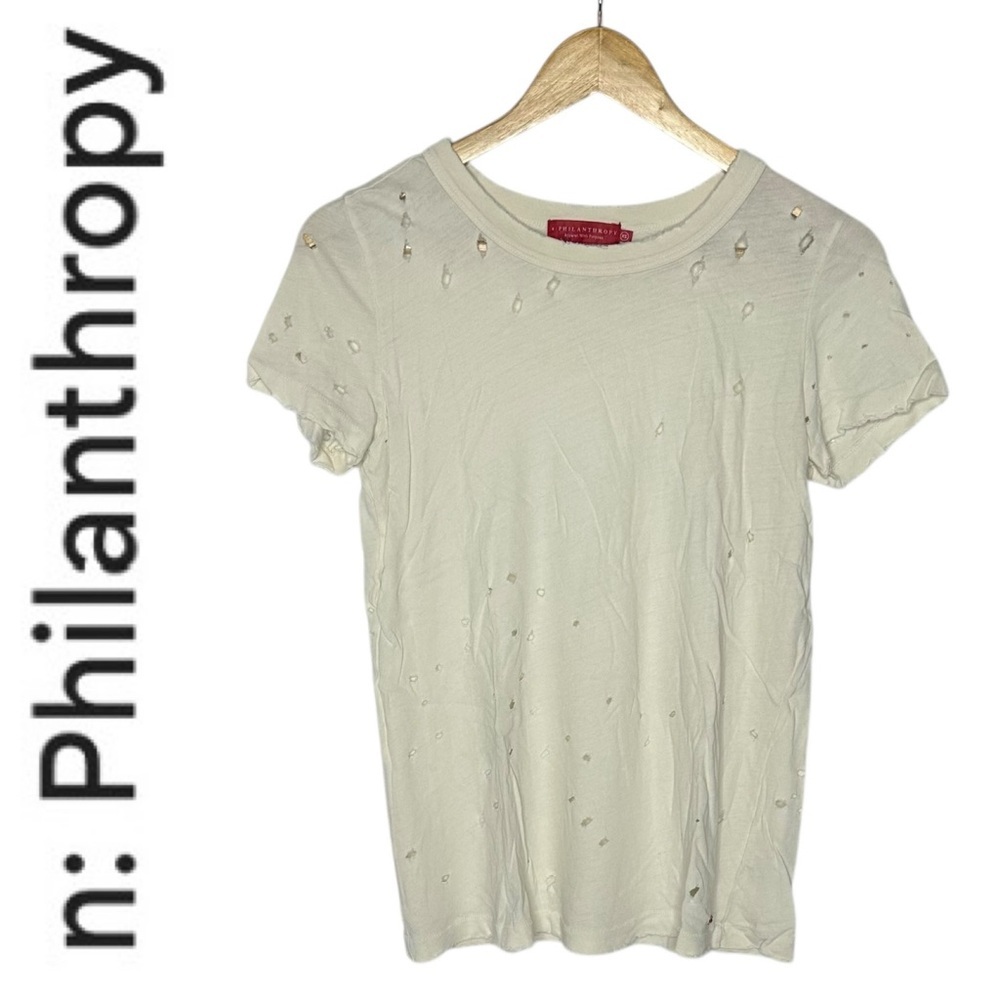 N:Philanthropy Distressed Cream Tee xs
